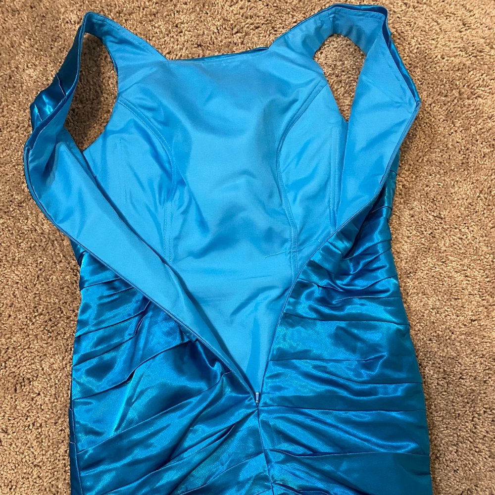 Aqua blue satin dress - Picture 7 of 12